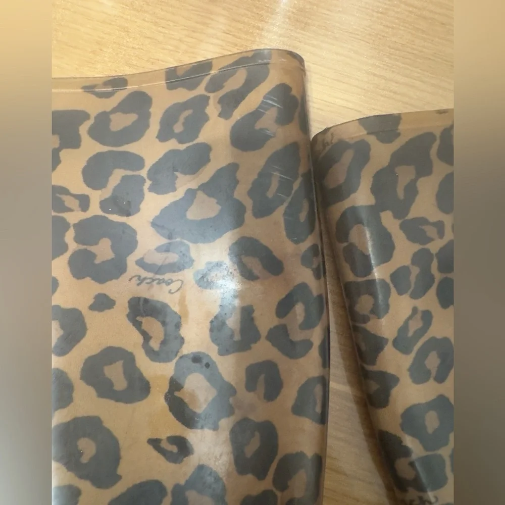 Coach Leopard Print Rubber Rain Boots Size 7